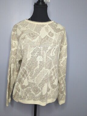 Vintage 90s Smart Set Metallic Gold Knit Crewneck Sweater Large